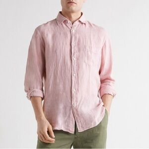 Hartford Paul Linen Shirt Men’s Size Medium Light Pink Button Up